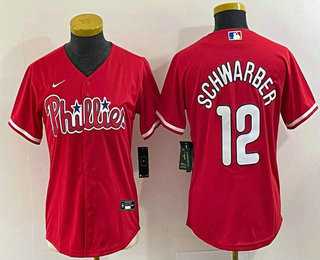 Womens Philadelphia Phillies #12 Kyle Schwarber Red Stitched Cool Base Nike Jersey->mlb womens jerseys->MLB Jersey